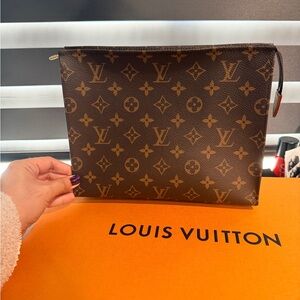 Louis Vuitton Leather Tab Pouch in Brown and Tan with Gold Hardware